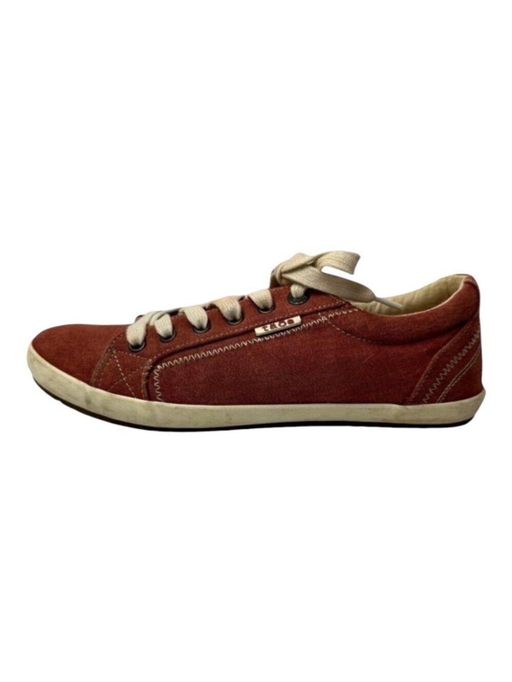 Taos Shoes Women 9.5 Orange Canvas Lace Up Star Burst Fashion Sneaker‎